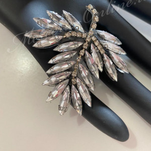 Aplicatie Termoadeziva cu Cristale Frunza, Crystal, 5.5x6cm (la bucata) Cod:2592