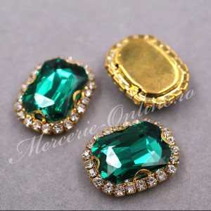 Cristale de cusut sticla, Green, 18x25mm (2bucati/pachet) Cod:2552