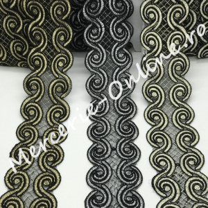 Dantela Brodata cu Lurex, cca 5cm (la metru) Cod:0679