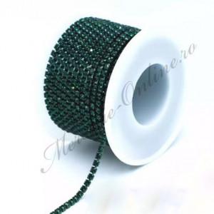 Lant decorativ cu strasuri, Emerald, 3mm (la metru) Cod:1762