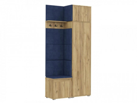 MBCUIAR10 - Set Cuier hol, 104x37x214 cm - 3 agatatori haine, hol, pantofar - Culoarea Stejar-Albastru