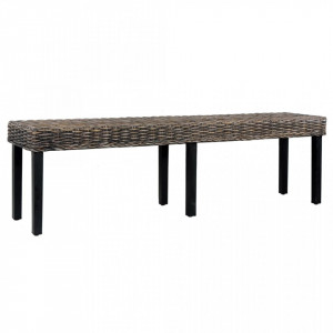 Banca, negru, 160 cm, ratan kubu natural si lemn masiv de mango - V285794V