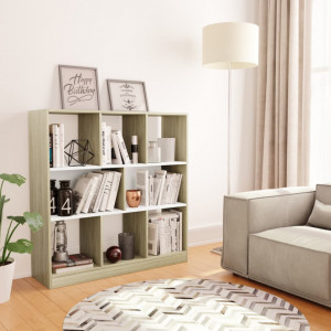 Biblioteca, alb si stejar Sonoma, 97,5 x 29,5 x 100 cm, PAL - V800176V
