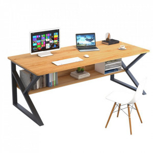Birou, măsuţă, masă PC, maro si negru, 140 cm - TP277520