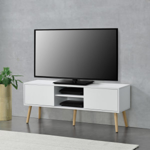 Comoda TV alb/efect lemn stejar - P73649702