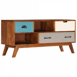 Comoda TV cu 3 sertare, 110x35x50 cm, lemn masiv acacia - V247936V