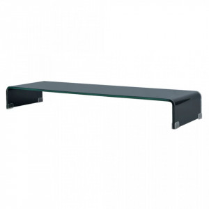 Comoda TV/Suport monitor din sticla, 100 x 30 x 13 cm, negru - V244139V