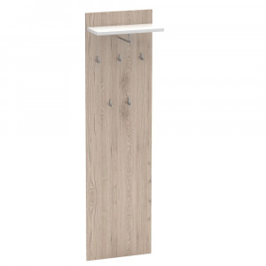 Cuier de perete, panel cu raft, stejar și alb, 50x24x180 cm - TP210497