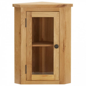 Dulap de colt suspendat, 45x28x60 cm, lemn masiv de stejar - V289203V