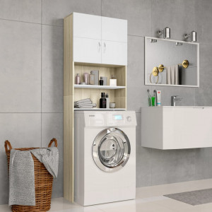 Dulap masina de spalat alb & stejar Sonoma 64x25,5x190 cm PAL - V800032V