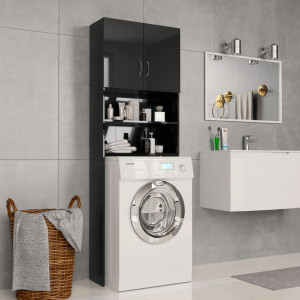 Dulap masina de spalat, negru extralucios, 64x25,5x190 cm, PAL - V800034V
