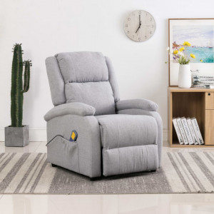 Fotoliu de masaj rabatabil, gri deschis, material textil - V248698V
