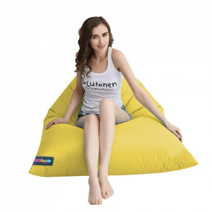Fotoliu tip sac, material textil galben, 90x90x110 cm - TP264951