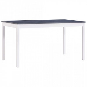 Masa de bucatarie, alb si gri, 140 x 70 x 73 cm, lemn de pin - V283400V
