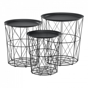 Masuta cafea, set 3 buc masuri diferite, negru - P66801069
