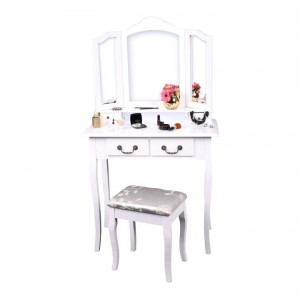 Măsuţă de toaletă cu scaun, alb, 80 cm - TP228277