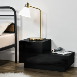 Noptiera cu 2 sertare, 38 x 70 x 35 cm, negru lucios - P71488074