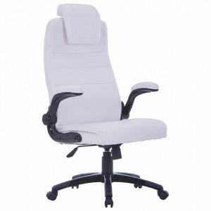 Scaun birou rotativ si reglabil din piele artificiala, alb - V20090V