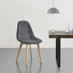 Scaune bucatarie, set 6 bucati, fag, gri inchis - P76645452
