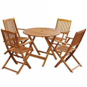 Set mobilier de exterior pliabil, 5 piese, lemn masiv de acacia - V43380V