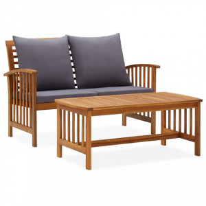 Set mobilier de gradina cu perne, 2 piese, lemn masiv de acacia - V310264V