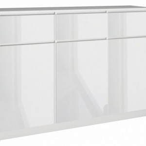 TECOA101 - Comoda 120 x 40 x 97 cm, Alb-Lucios