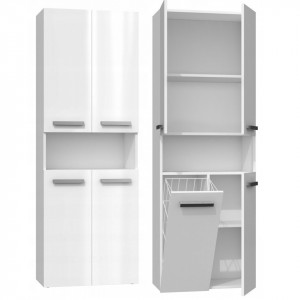 TEDUA110 - Dulap inalt baie, Alb-Lucios 60 x 30 x 174 cm, PAL