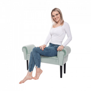 Bancă, băncuţă catifea mentol, 100 cm - TP279484