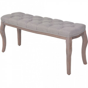 Banca, panza si lemn masiv, 110 x 38 x 48 cm, gri deschis - V245360V