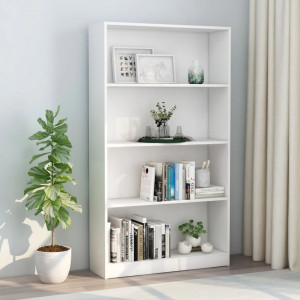 Biblioteca cu 4 rafturi, alb, 80 x 24 x 142 cm, PAL - V800909V