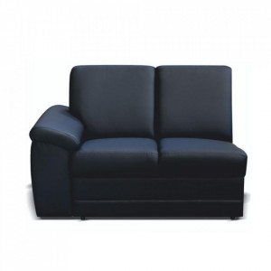 Canapea 2 locuri cu mâner, piele eco neagră, stânga, 125x90x88 cm - TP186868