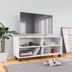 Comoda TV cu rotile, alb, 90x35x35, PAL - V800180V
