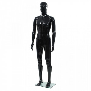 Corp manechin masculin, suport din sticla, Negru lucios 185 cm - V142927V