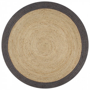Covor manual cu margine gri inchis, 150 cm, iuta - V133679V
