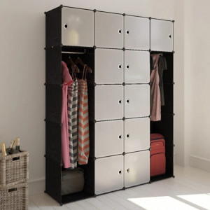 Dulap modular 14 compartimente alb si negru 37 x 146 x 180,5 cm - V240499V