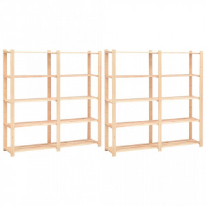 Etajere cu 5 rafturi, 2 buc, 170x38x170 cm, lemn de pin, 500 kg - V3051109V