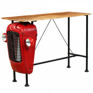 Masa bar, stil tractor, lemn masiv mango, rosu, 60x150x107 cm - V246237V