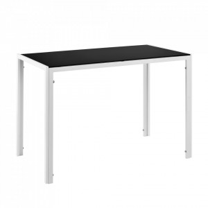 Masa bucatarie blat sticla, alb/negru - P54457284