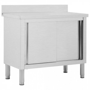 Masa de lucru cu usi glisante, 100x50x95 cm, otel inoxidabil - V51050V