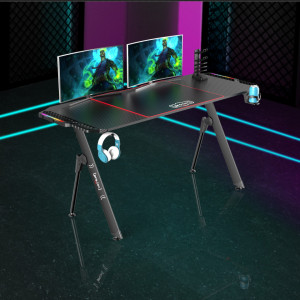 Masa gaming, 156 x 60 x 75 cm, negru cu iluminat LED - P79660583