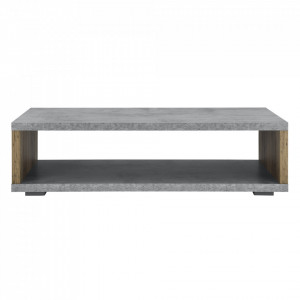 Masuta de cafea moderna Model 8 - cu compartiment depozitare - MDF, 110 x 60 x 30cm - efect beton/lemn - P55319537