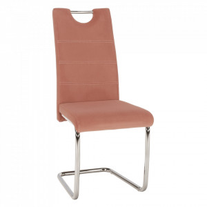 Scaun de luat masa, ţesătură de catifea roz / cusături deschise - TP285420