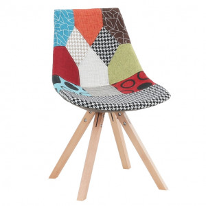 Scaun, ţesătură patchwork/lemn - TP202560