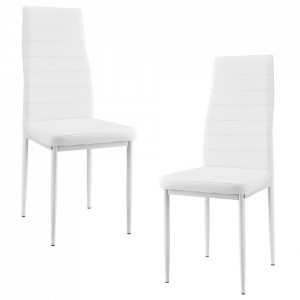 Scaune bucatarie, set 2 buc, piele sintetica, alb - P53102929