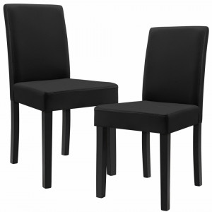 Scaune bucatarie tapitate, set 2 buc, negru - P46253636