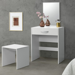 Set masa machiaj cu oglinda si scaun, alb - P69638631