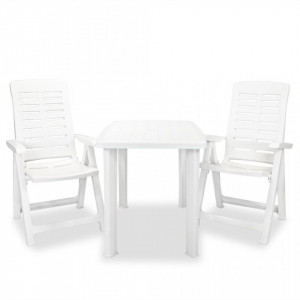 Set mobilier bistro, 3 piese, alb, plastic - V275073V