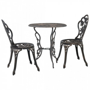 Set mobilier bistro, 3 piese, aluminiu turnat - V47858V