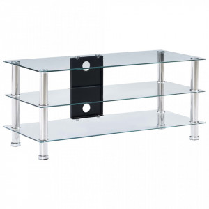 Stativ TV, transparent, 90x40x40 cm, sticla securizata - V280095V