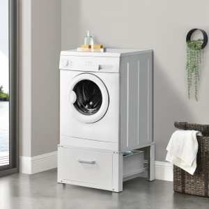 Suport pentru masina de spalat standard, alb cu sertar - P65095806